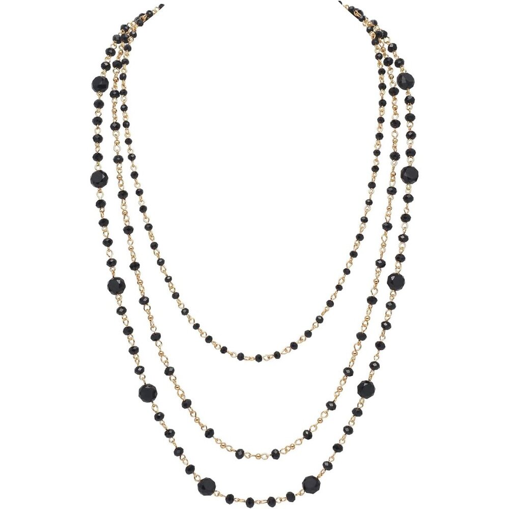 Long Chain Multi Layer Fashion Glass Beads Handmade Necklace for Women